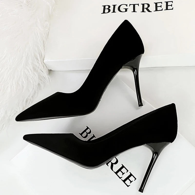 BIGTREE Shoes Suede Women Pumps 2026 New High Heels Fashion Sexy Party Shoes Stiletto Ladies Shoes Women Heels Plus Size 42 43