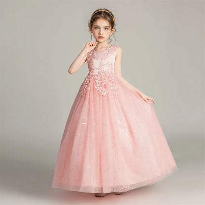 BX683 Kids Dresses For Girls Lace Dress Gown Princess Clothes Children Formal Evening Party Flower Girls Wedding Vestidois