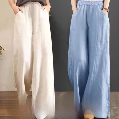 High Waist Wide Leg Pants Women's Casual Loose Cotton Linen Spring Summer Long Trousers Large Size Comfortable Drapey Style