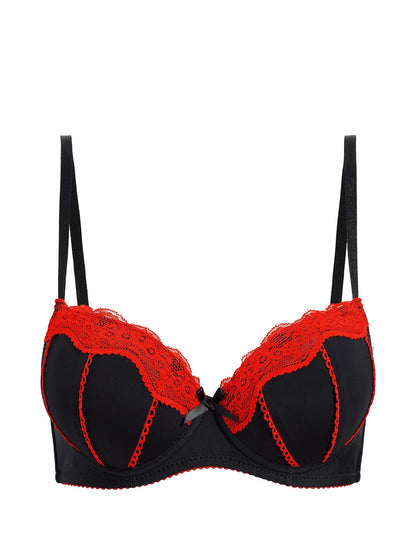 Sexy Lace Women's Bra Alluring Lace-Trimmed Padding Push-Up Bra Comfortable Breathable Women's Underwear