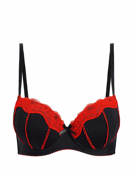 Sexy Lace Women's Bra Alluring Lace-Trimmed Padding Push-Up Bra Comfortable Breathable Women's Underwear