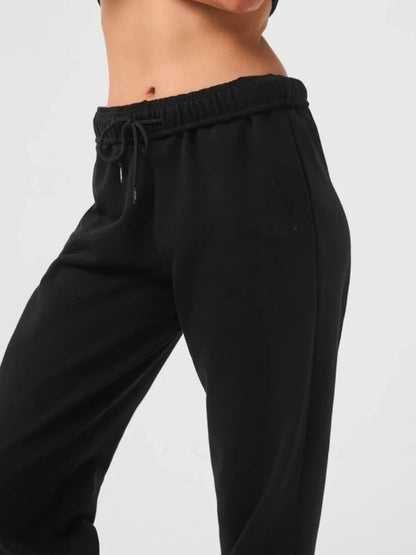 Elastic Black Trousers Joggers Women Sports Cotton Jogging Gray Straight Leg Sweatpants Casual Drawstring Women's Classic Pants