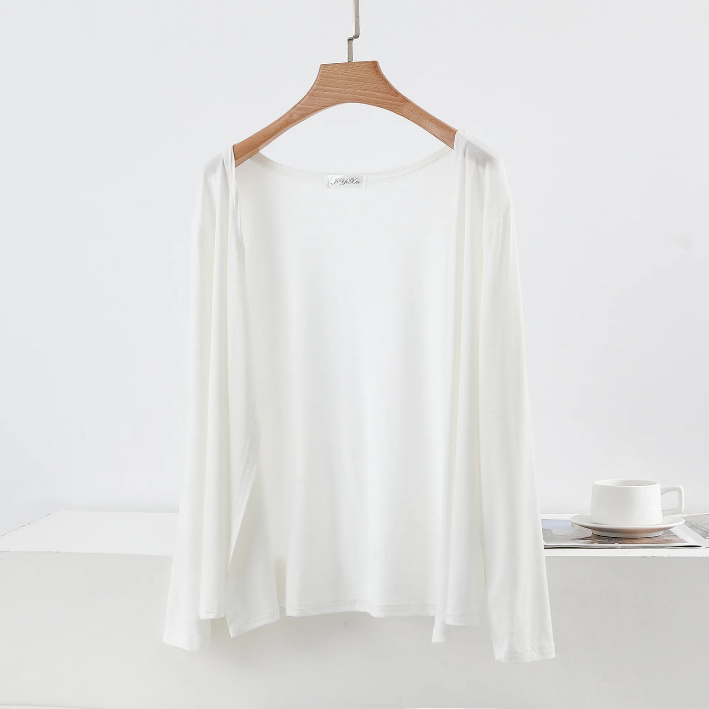 Plus size L to 6XL Women's Modal Cardigan Long sleeves shirt Sun Protection Loose Air-conditioned cover up front-open Tops