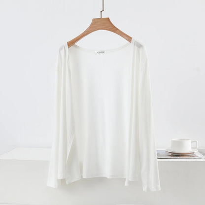 Plus size L to 6XL Women's Modal Cardigan Long sleeves shirt Sun Protection Loose Air-conditioned cover up front-open Tops