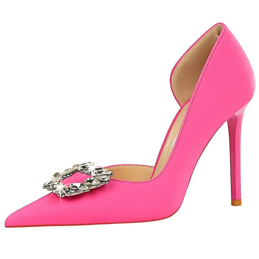 Luxury Heels 10.5 Cm Women Pumps Rhinestone Design High Heels Fashion Wedding Shoes Stilettos Sexy Party Shoes 10 Colour Pumps