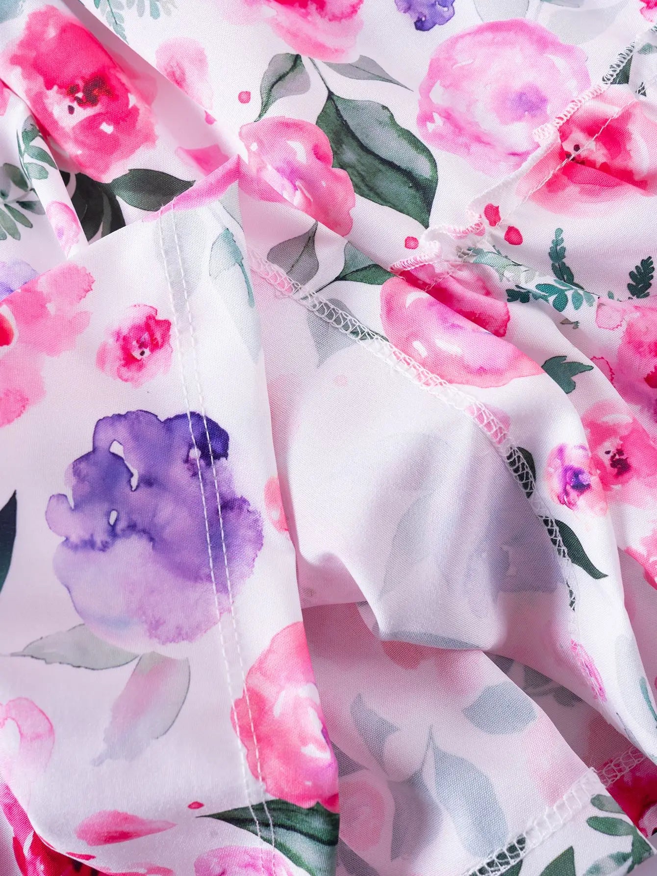 1 - 7 Y Baby Girls Sweet Floral Dress with Ruffled Sleeves & Smocked Waist - Perfect for Party & Summer Wear for Kids Girl Dress