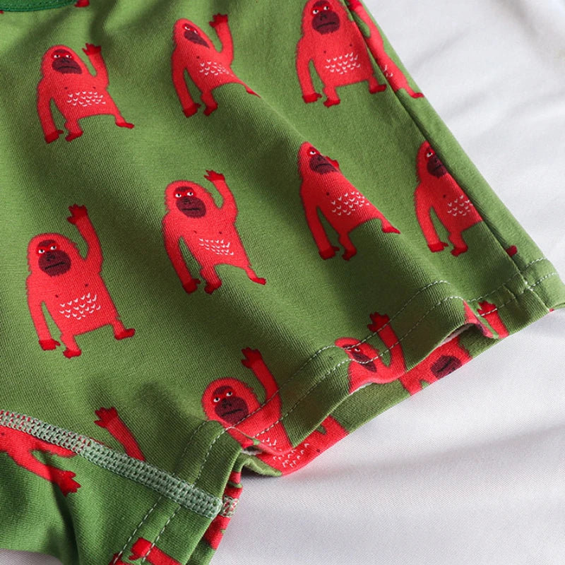 60S Cotton Women Panties Cartoon Print Shorts Sports Boxer Breathable Cozy Sexy Underwear Mid-Waist Boyshort Female Girls Pants