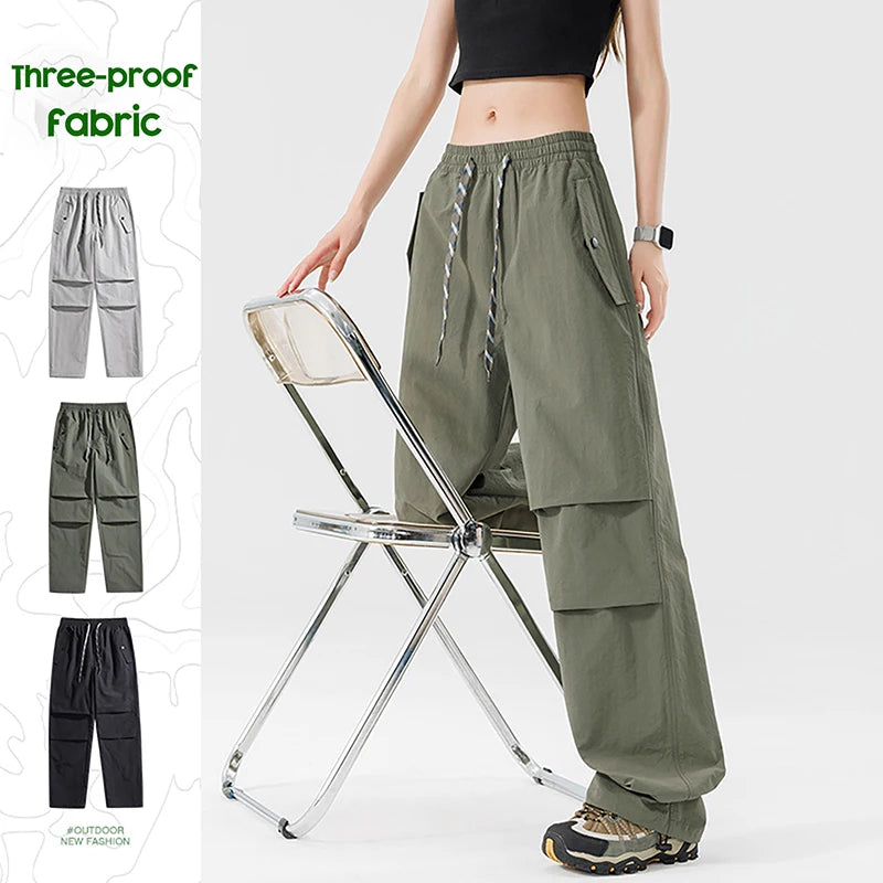 Waterproof Hiking Trousers Women Spring Autumn Elastic Waist Trouser Adjustable Trouser Legs Windproof Pant Outdoor Camping Pant