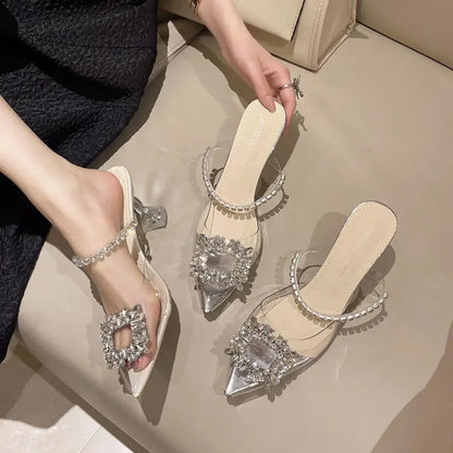 Sexy Pointed Toe Pumps Transparent Slip-on High Heels Sandals Women New summer Fashion High Heel Women Luxury Party Pumps