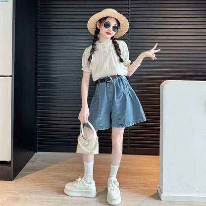 Elementary Girl Summer Clothes Girls Outfit Sets Clothing 4 7 Years Cartoon Children's Fashion Child Set Korean Kids 8 Boutique