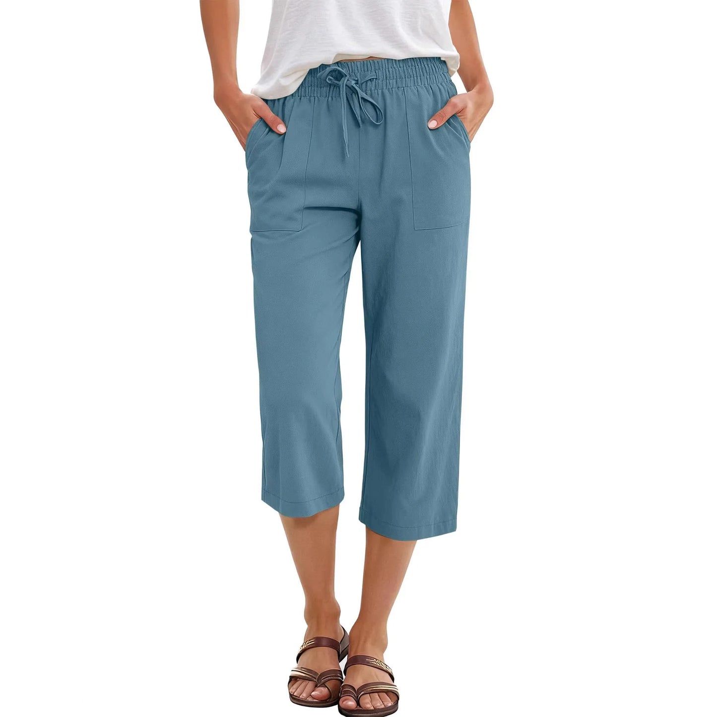 Quick Dry Capri Pants Womens Summer Hiking Cargo Pants 2 Pockets Waterproof Sun UV Protection Knee Length Shorts