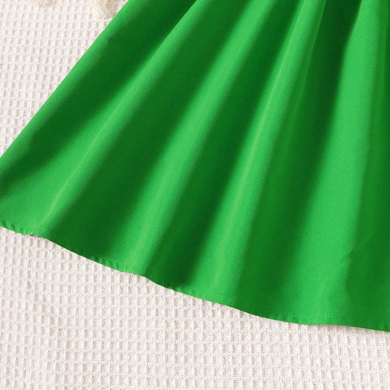 Summer Cute Girl Girl Detachable Belt Decoration Round Neck Short Sleeve Princess Dress Birthday Party Wedding Children's Dress
