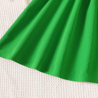 Summer Cute Girl Girl Detachable Belt Decoration Round Neck Short Sleeve Princess Dress Birthday Party Wedding Children's Dress