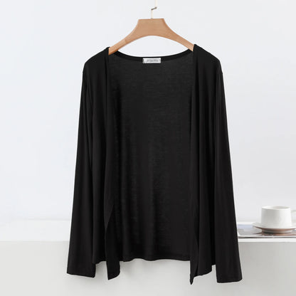 Plus size L to 6XL Women's Modal Cardigan Long sleeves shirt Sun Protection Loose Air-conditioned cover up front-open Tops