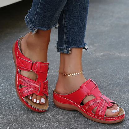 2026 Summer Women Wedge Sandals Premium Orthopedic Open Toe Sandals Vintage Anti-Slip Leather Casual Female Platform Retro Shoes