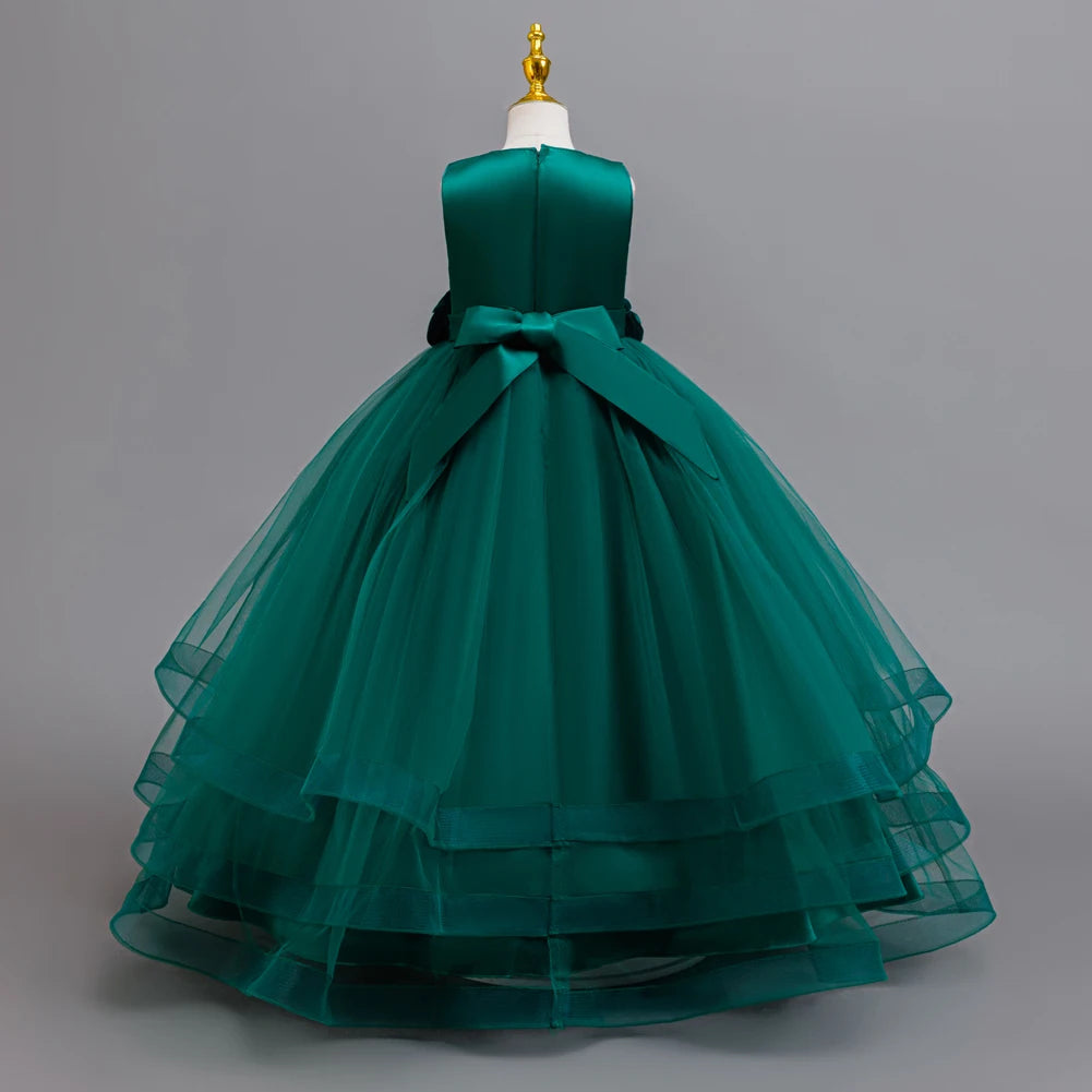 Hetiso Elegant Teenage Girls Evening Party Formal Prom Gown Kids Sleeveless Birthday Wedding Princess Dress for Girls 3-12 Years