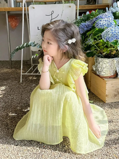 Holiday-style Pinafore Dress Princess Girls Children's Summer Kid Girl Cotton and Linen Dresses Party Clothes 2025 Kids Little