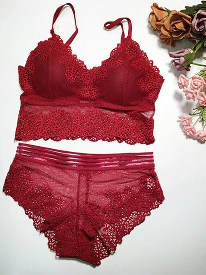 Lace Women Bra Panties Set Crop Top Bra Sexy Transparent Bra Push Up Lingerie Set Female Bralette Underwear Set