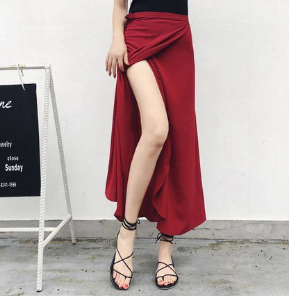 Vacation Style Wrap Skirt Beachside Long Skirt Women's High Waist A-Line Midi Skirt Floral Print One-Piece Summer Spring