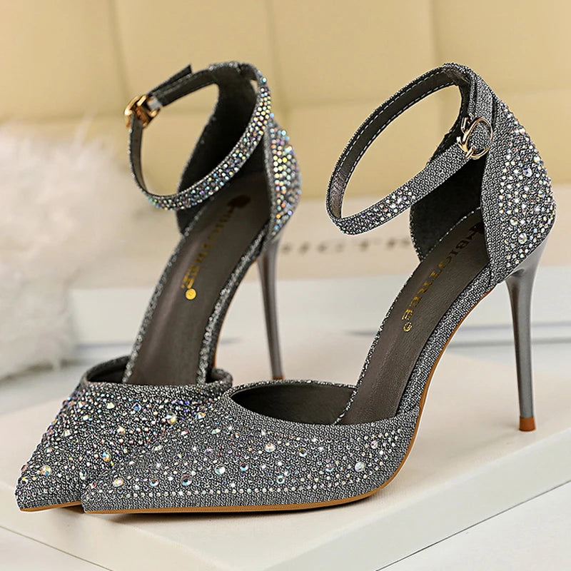 BIGTREE Shoes Rhinestone Woman Pumps Fashion Wedding Shoes Women Basic Pump Stiletto Heels 10cm 7cm Heeled Shoes High Heels