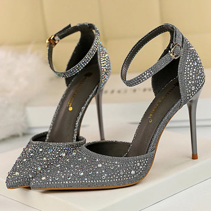 BIGTREE Shoes Rhinestone Woman Pumps Fashion Wedding Shoes Women Basic Pump Stiletto Heels 10cm 7cm Heeled Shoes High Heels