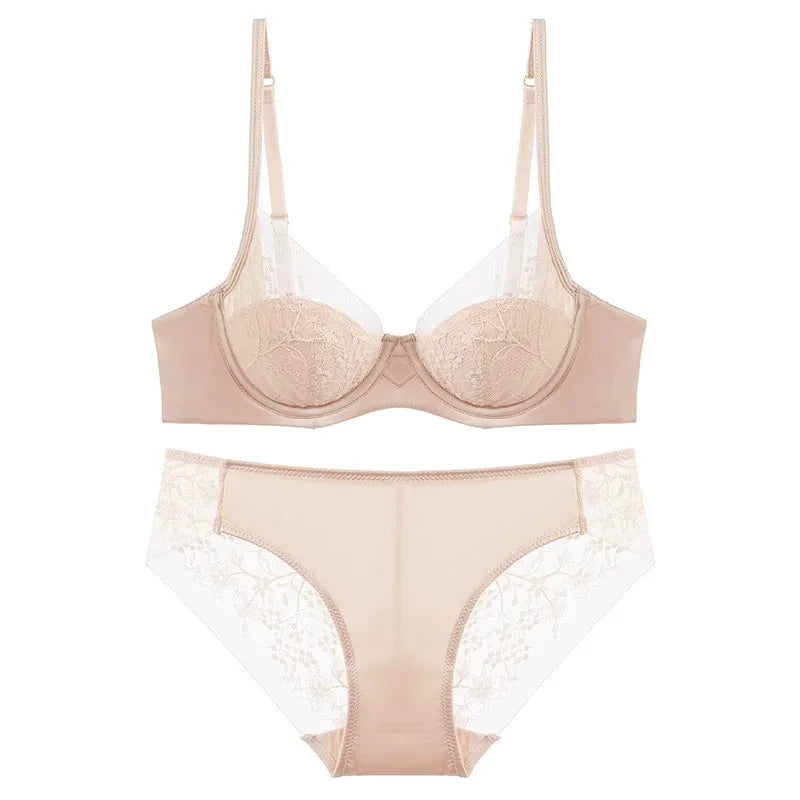 Wedding Dress Bra Set Women Red Birth Year Small Bust Soft Underwire Gathered Thin Lingerie Underwear Suit S-XL Fashion New
