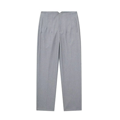Hot Sale Women Summer Thin Casual Cropped Pants Stretchy Temperament Pleated Slimming Capris Ankle Length High Waisted Trousers