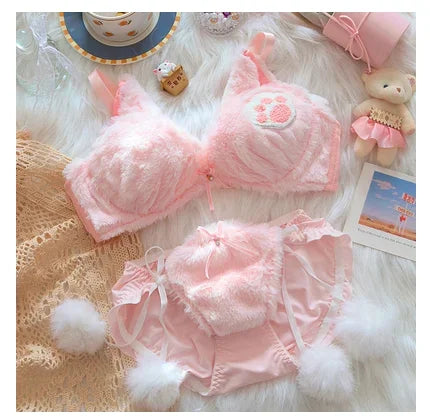 Girls lolita plush bra underwear my melody bralette push up brassiere  wirefree warm kawaii bra underpants seamless lingerie