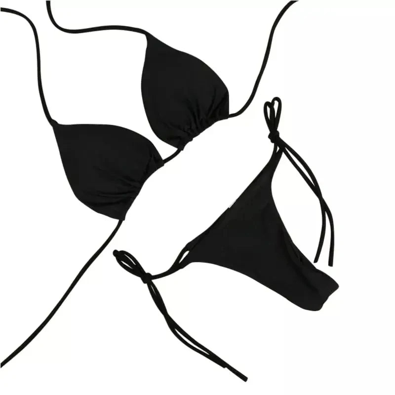 Neck Strap Bikini European and American Sexy Swimsuit WOMEN'S Split Strap Adjustable Multicolor SWIMSUIT SET