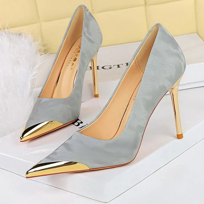 BIGTREE Shoes Metal Pointed Tip Women Pumps Stilettos Heels 10 cm Luxury High Heels Luxury Banquet Shoes Sexy Party Shoes 2026