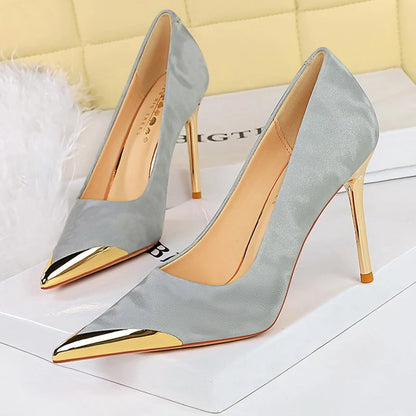 BIGTREE Shoes Metal Pointed Tip Women Pumps Stilettos Heels 10 cm Luxury High Heels Luxury Banquet Shoes Sexy Party Shoes 2026