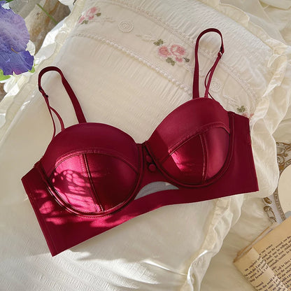 TikTok Viral MOYISU Zodiac Bra Set Red Retro VS Style Push Up Lingerie Fake Big Boobs Look for Small Chest No Padding Wirefree