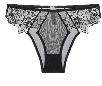 BANERDANNI Pure Desire Victoria French Lace Embroidered Lingerie Women's Thin Cup Triangle Cup Bra Set Comfortable No Underwire
