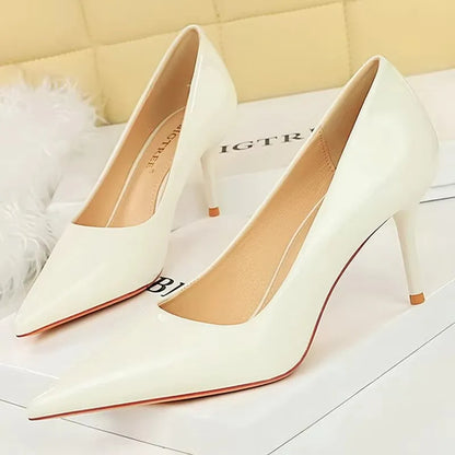 BIGTREE Shoes Patent Leather Women Pumps Sexy High Heels Pointed Lady Party Shoes Stilettos Women Heels Fashion Wedding Shoes