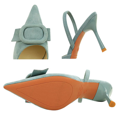 BIGTREE Shoes Belt Buckle Decoration Women Pumps Fashion High Heels Suede Stiletto 8 cm Heels Women's Sandals Summer Shoes 2026