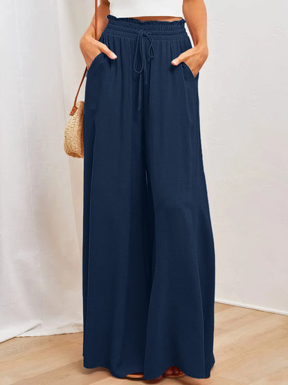 2026 Spring Summer Women Casual Wide Leg Pants Fashion Loose High Waist Long Trousers