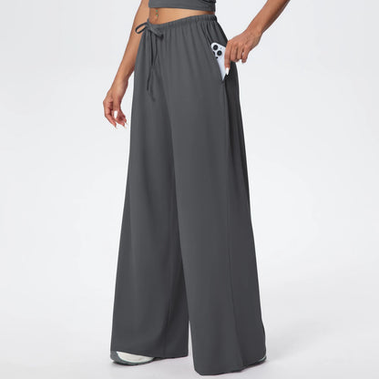 Loose Breathable Yoga Full Length Wide Leg Pants Solid Color Naked Feel Fitness Sports Woman Quick Drying Gym Pencil Pants