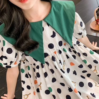 Cotton Princess Dress with Stylish Floral Print Sets for Children Luxury Girls Tweens Clothing Clothes 10 12 Years Children's 11