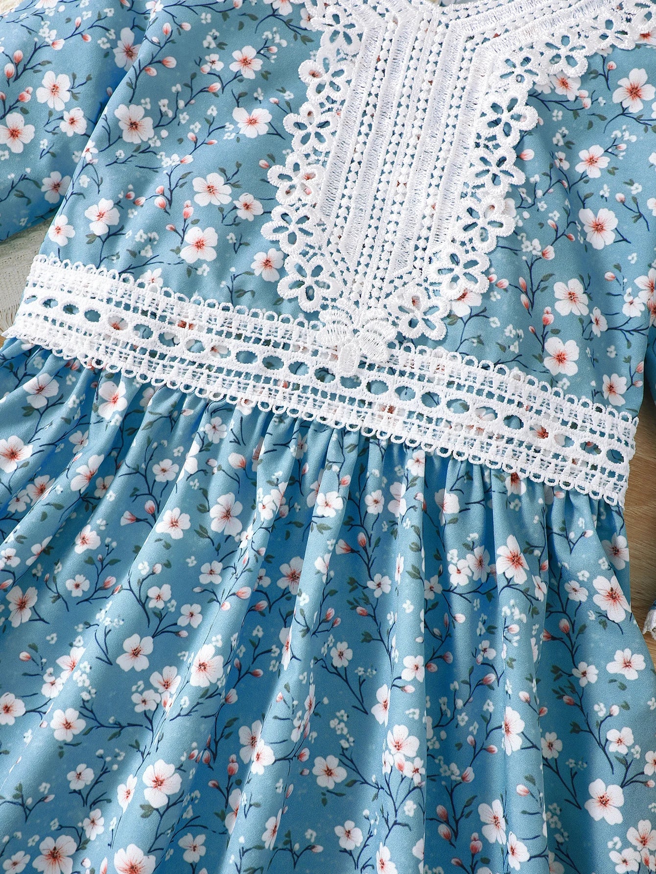 Middle East Girls Big Kids Short Sleeve Dress Floral Pattern Ethnic Style Summer Children Fashion Comfortable Versatile Dress
