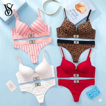 Victoria s Secret Wireless Demi T Shirt Bra Panties Set Sexy Lingerie Women Bra Set Lace Push Up Comfortable