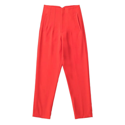 Willshela Women Fashion Straight Pants High Waist Front Zipper Trousers Vintage Full Length Female Chic Lady