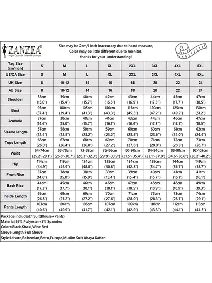 Ramadan Outfits 2026 ZANZEA Women Spring Matching Sets Trousers Suit Muslim Tracksuit Casual Long Sleeve Tops Pants Oversize