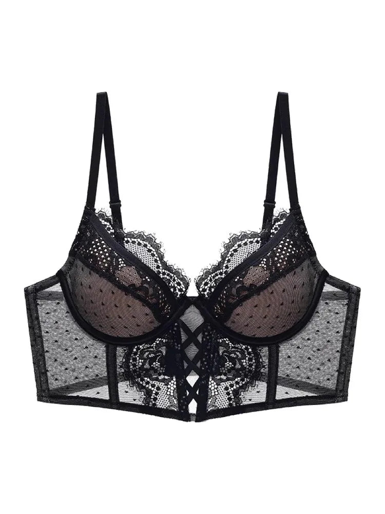 Luxury Fishbone Lace Bra Set for Small Chest | Anti-Sag Soft Underwire Push Up | Tuck Side Fat Enhancer | Sexy Tushy G & Panty