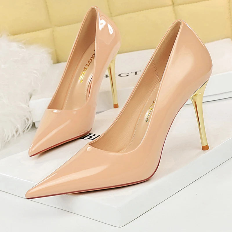 BIGTREE Shoes Woman Pumps Patent Leather High Heels Shoes Women Occupation OL Office Shoes Stiletto Women Heels Plus Size 43