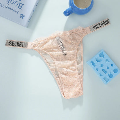 Victoria's Secret Women's Underwear Antibacterial Fashionable Soft with Rhinestones Breathable Panties Classic Sexy
