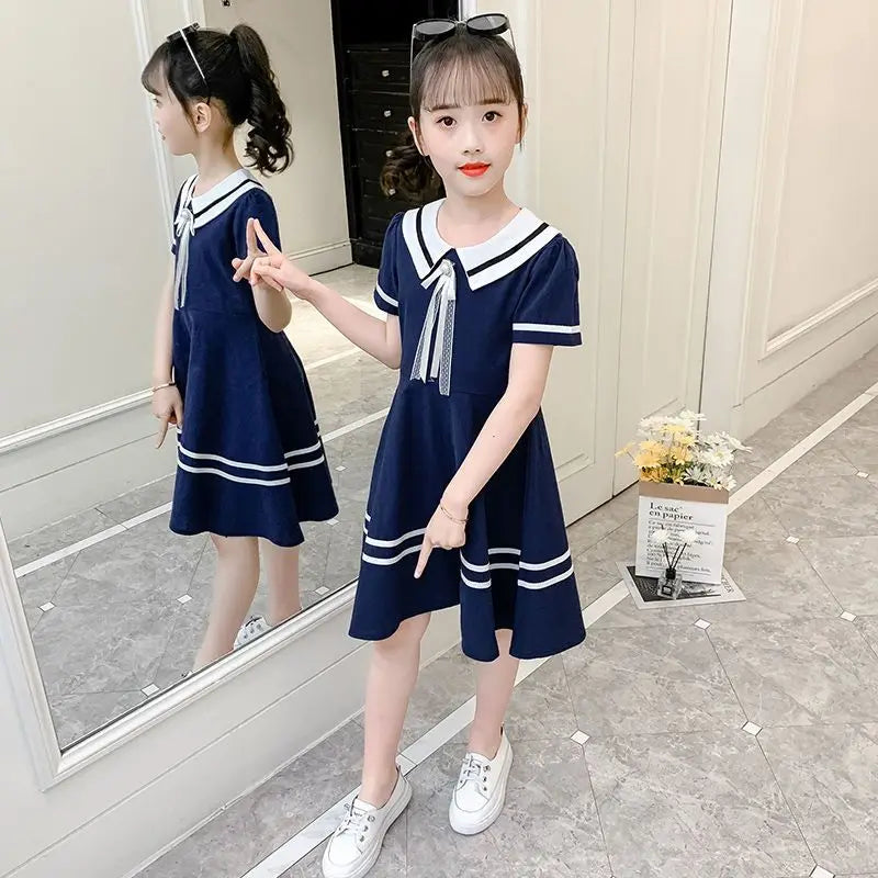 Preppy Style Loose Fit Slimming for Little Girls Child Girl Clothes From 8 12 Years Old Luxury Dresses Casual 2025 Children Kids