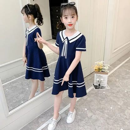 Preppy Style Loose Fit Slimming for Little Girls Child Girl Clothes From 8 12 Years Old Luxury Dresses Casual 2025 Children Kids