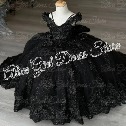 Green Flower Girl Dresses For Wedding Lace Appliques Floor Length Girl Birthday Party Gowns First Communion Gowns Customized