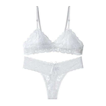 Lace Bra and Panty Set, Lace, Sheer, Scalloped, Breathable, Transparent, for Women, Daily Wear, Comfortable Fit