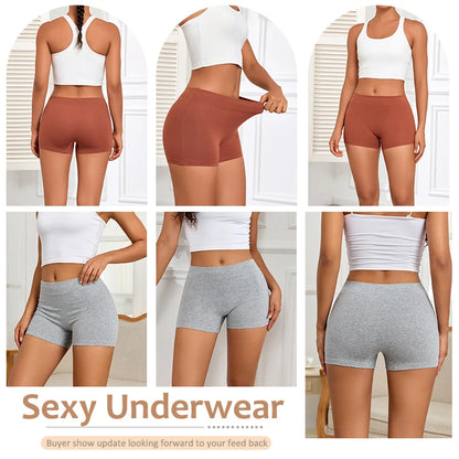 FINETOO 3Pcs Women Sexy Body Shaping Cotton Safety Boxer Shorts Skin Friendly Soft Cotton Fabric Panties Daily Wear Underwear
